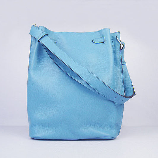 Luxury Hermes Nappa Leather Shoulder Bag H2804 light blue Silver