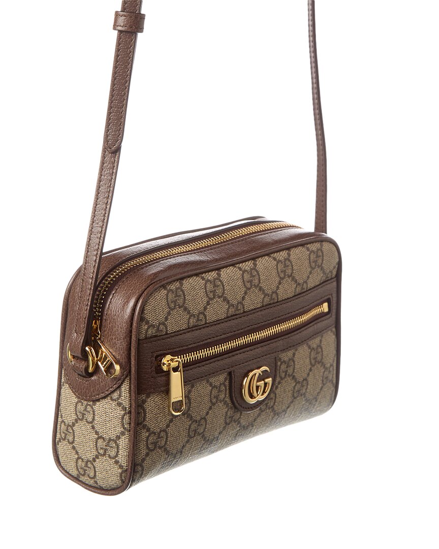 Luxury Gucci Trending 2025 Ophidia Mini GG Supreme Canvas & Leather Camera Bag, Brown