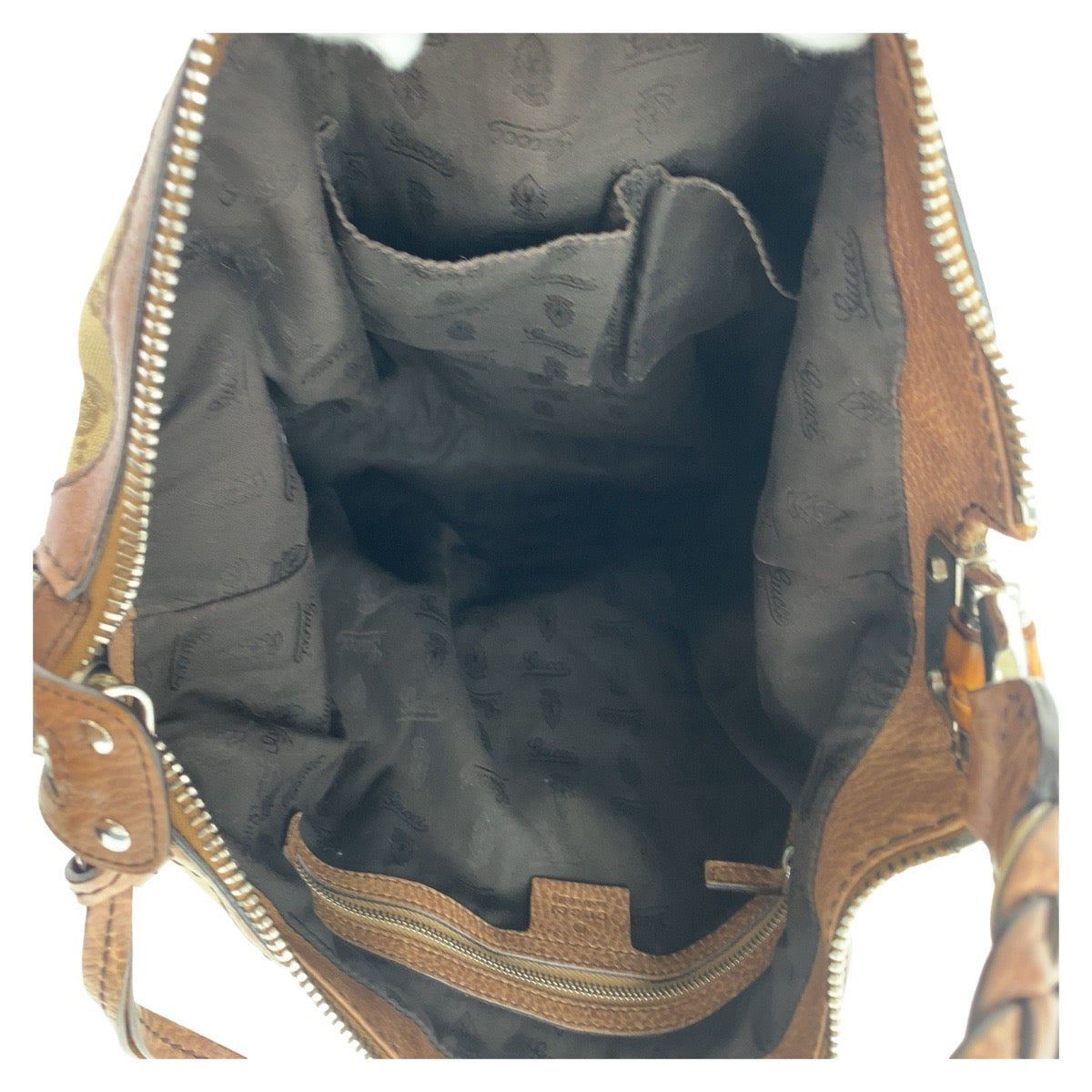 Luxury Gucci Trending 2025 Bamboo GG Canvas Leather Shoulder Bag