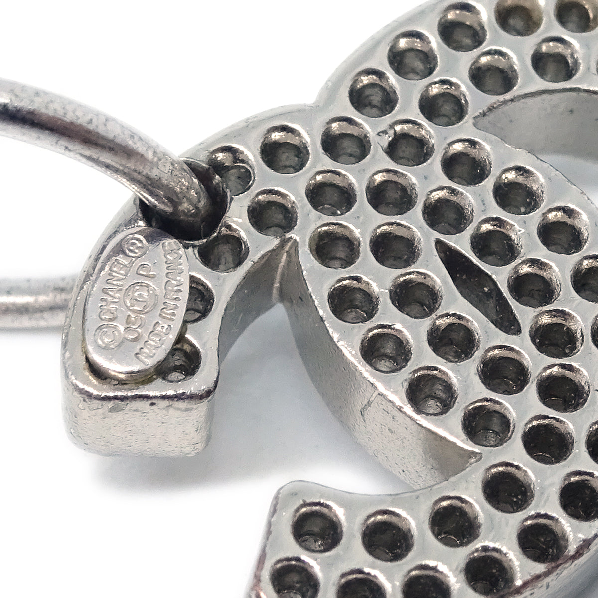 Chanel Dangle Pierced Earrings Silver 03P