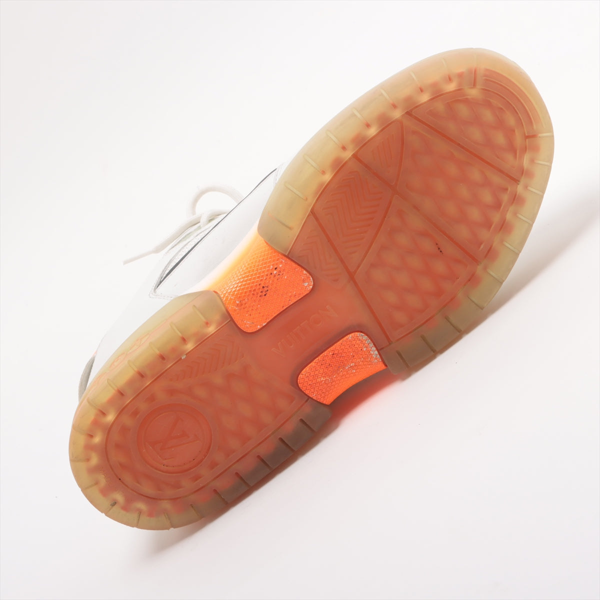 Louis Vuitton 20 years Leather x Mesh Trainers 7 Men White x Orange G1210 Monogram