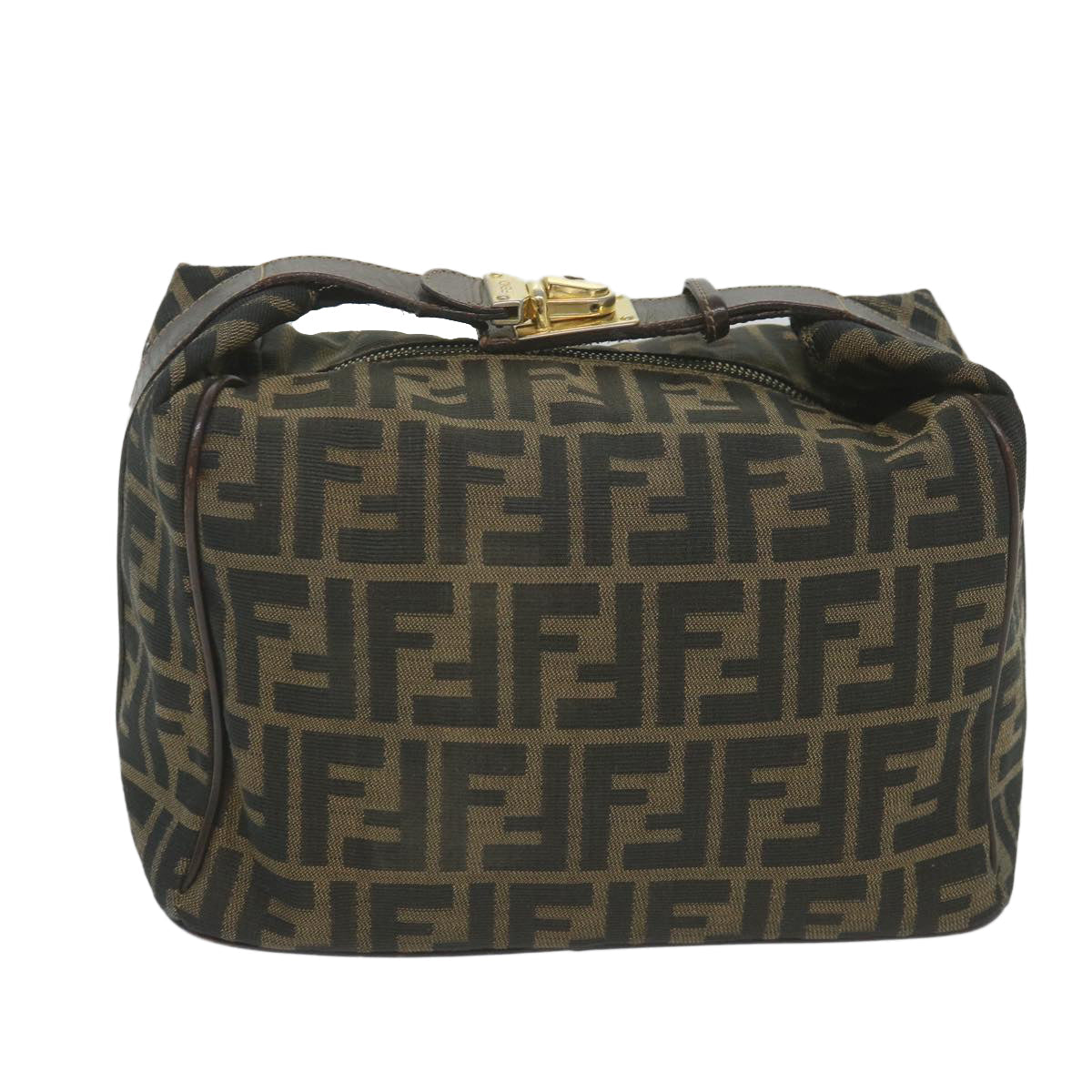 Luxury FendiZucca Canvas Vanity Cosmetic Pouch Black Brown59689