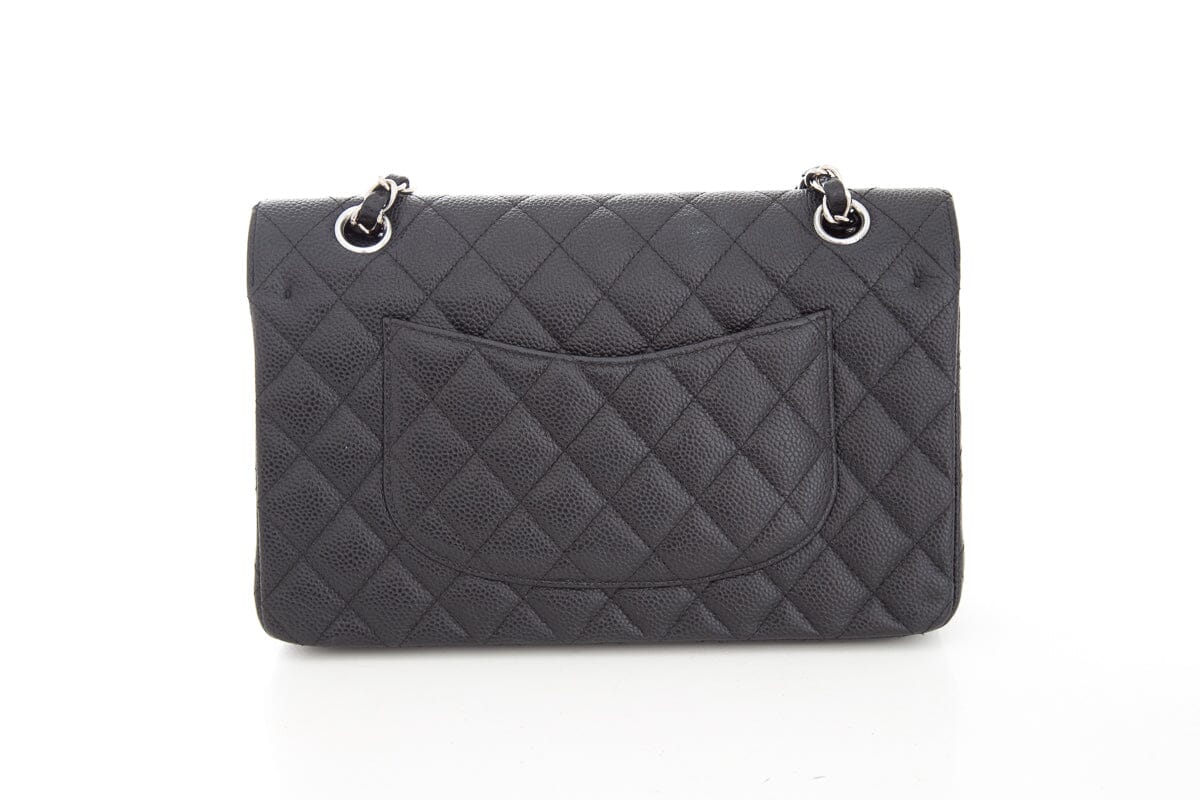 Luxury Chanel 2016 Black Caviar Double Flap Handbag with Silver Hardware