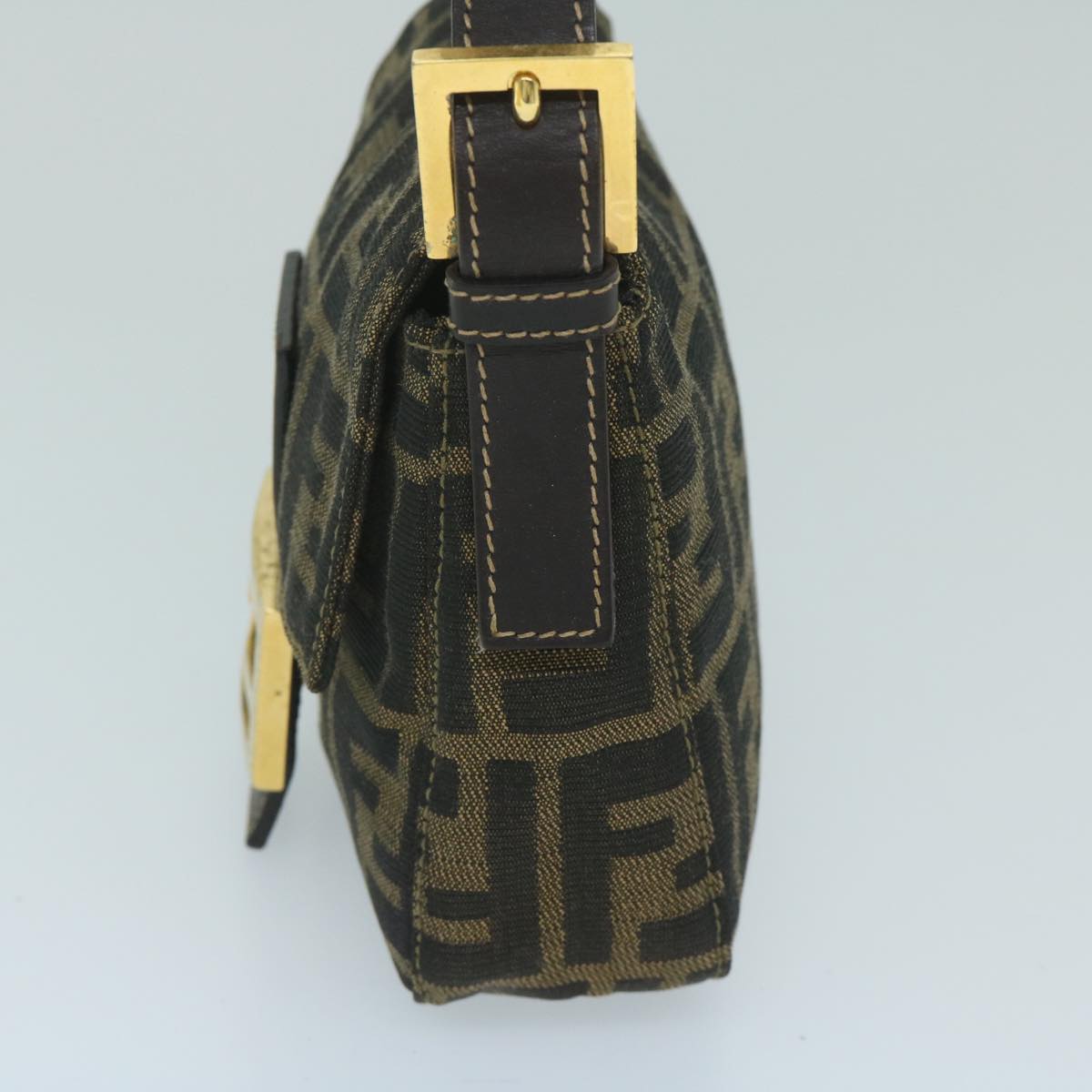 Luxury FendiZucca Canvas Mini Mamma Baguette Hand Bag Black Brown59810A