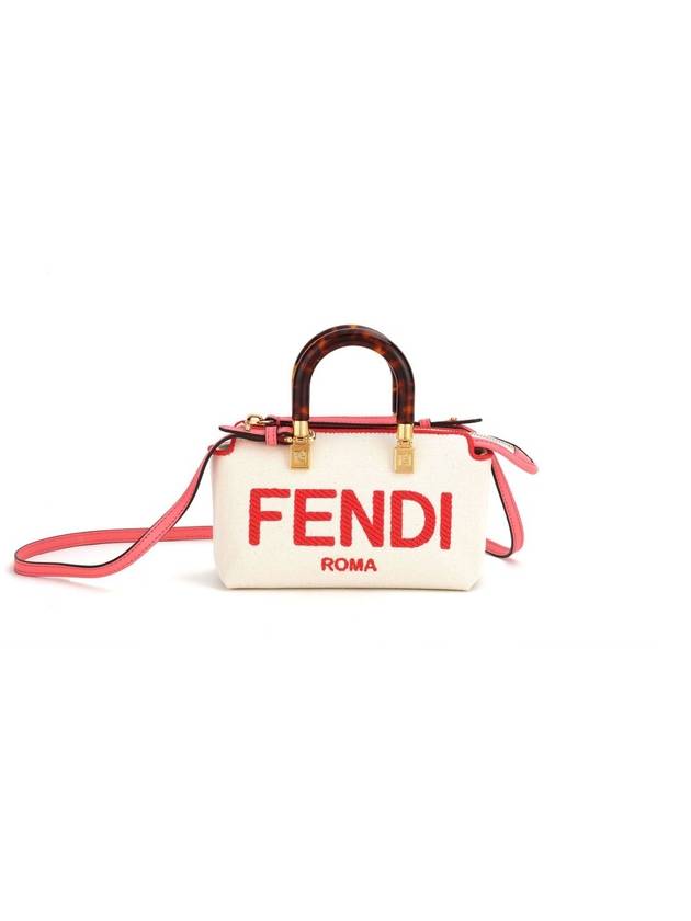 Luxury Fendi By The Way Small Canvas Tote Bag Red White