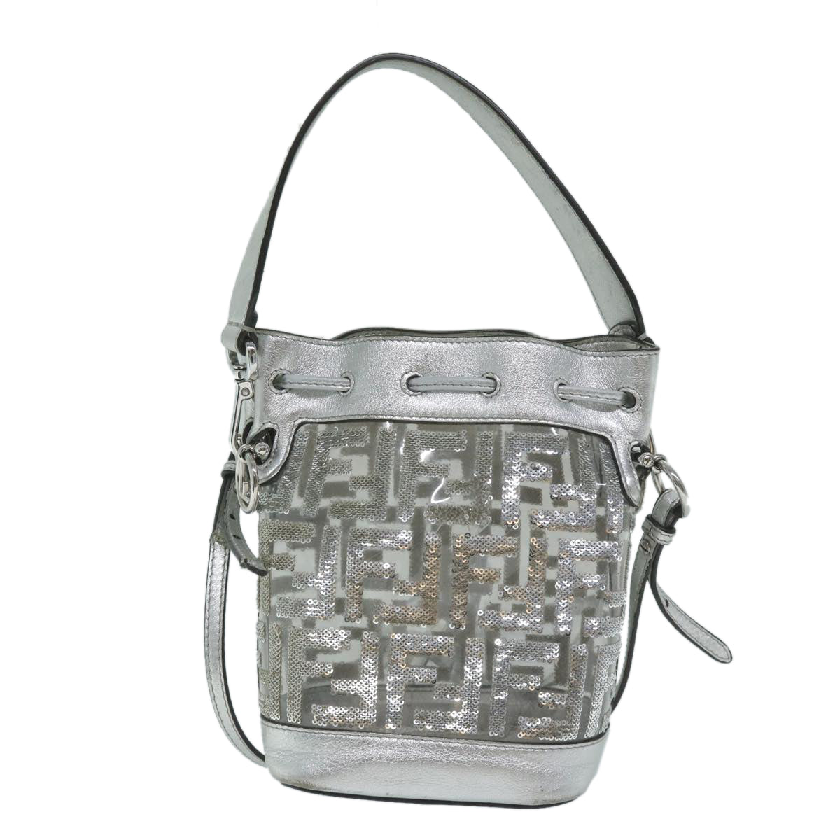 Luxury FendiZucca Canvas Montrezor Shoulder Bag Silver59882A