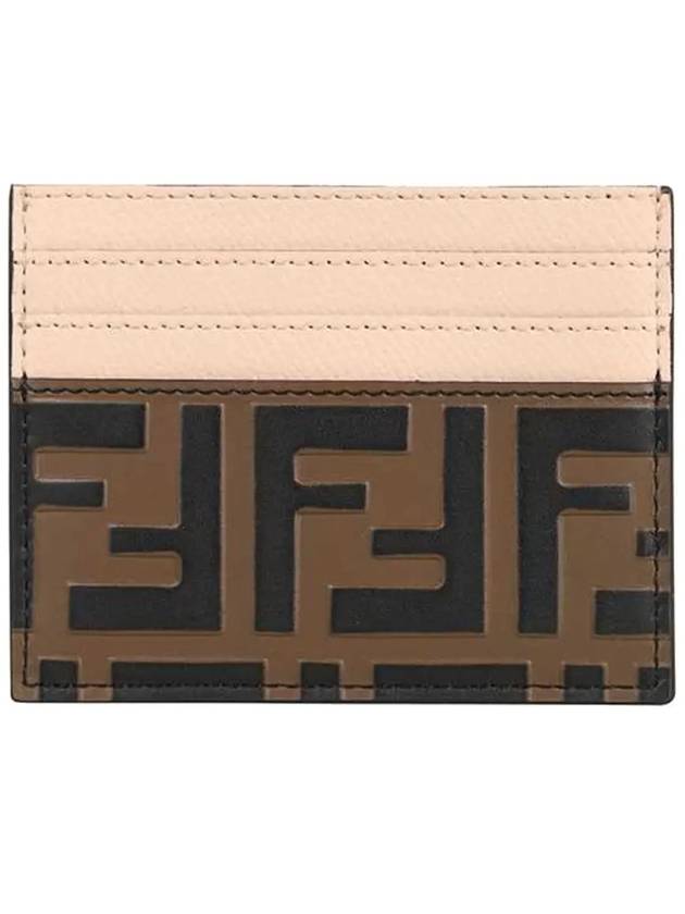 Luxury Fendi Logo Pattern Card Wallet Brown Pink