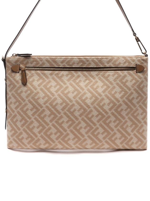Luxury Fendi FF Logo Vertigo Clutch Bag Beige