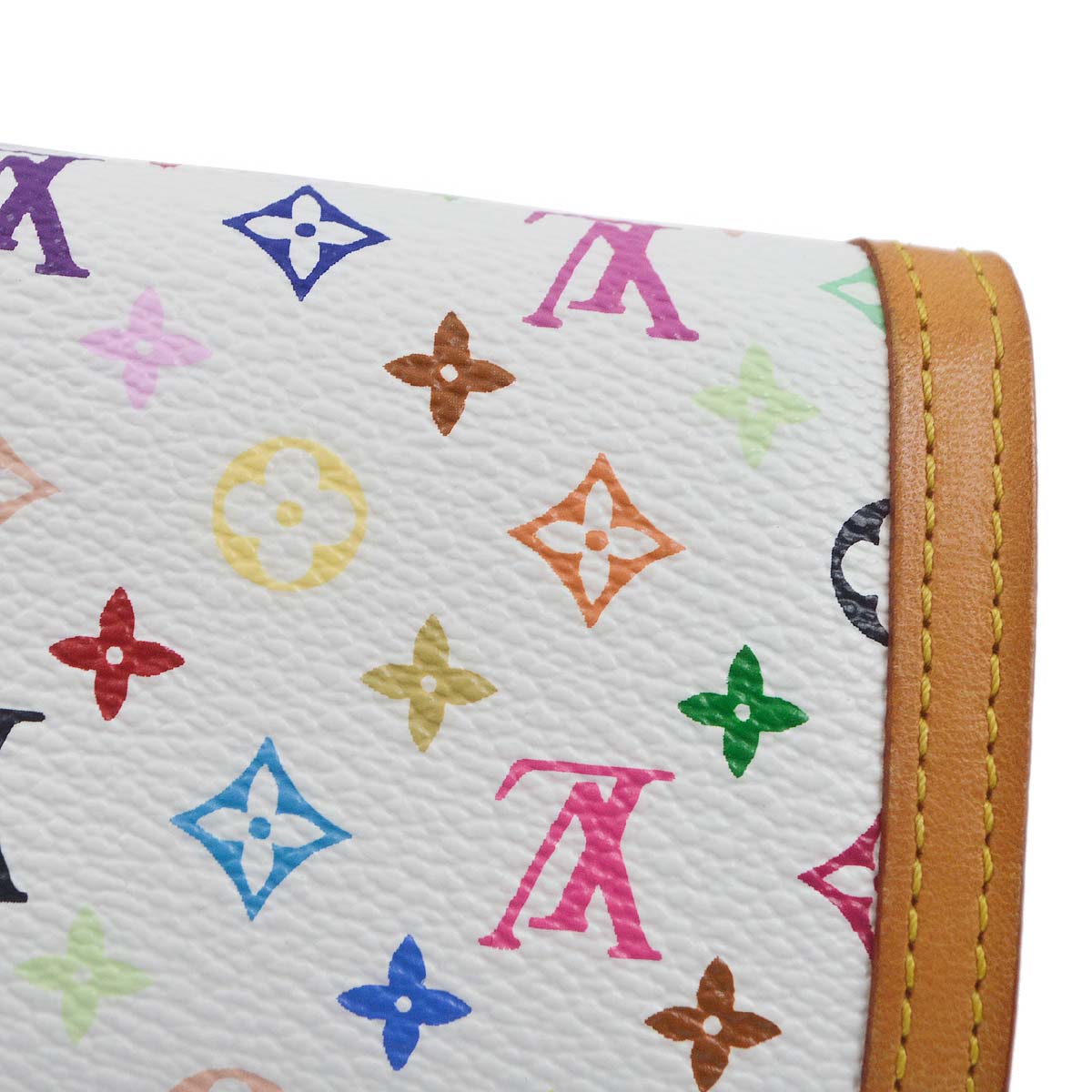 Louis Vuitton 2005 White Multicolor Porte Monnaie Plat Wallet M92657