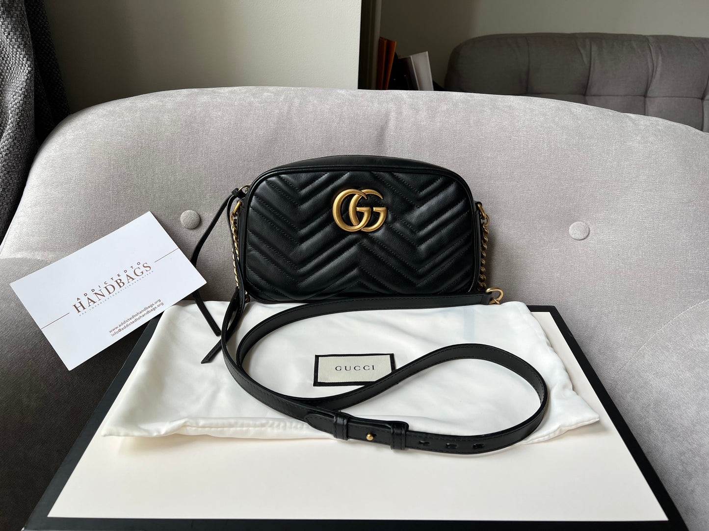 Luxury Gucci GG Black Marmont Small Shoulder Bag