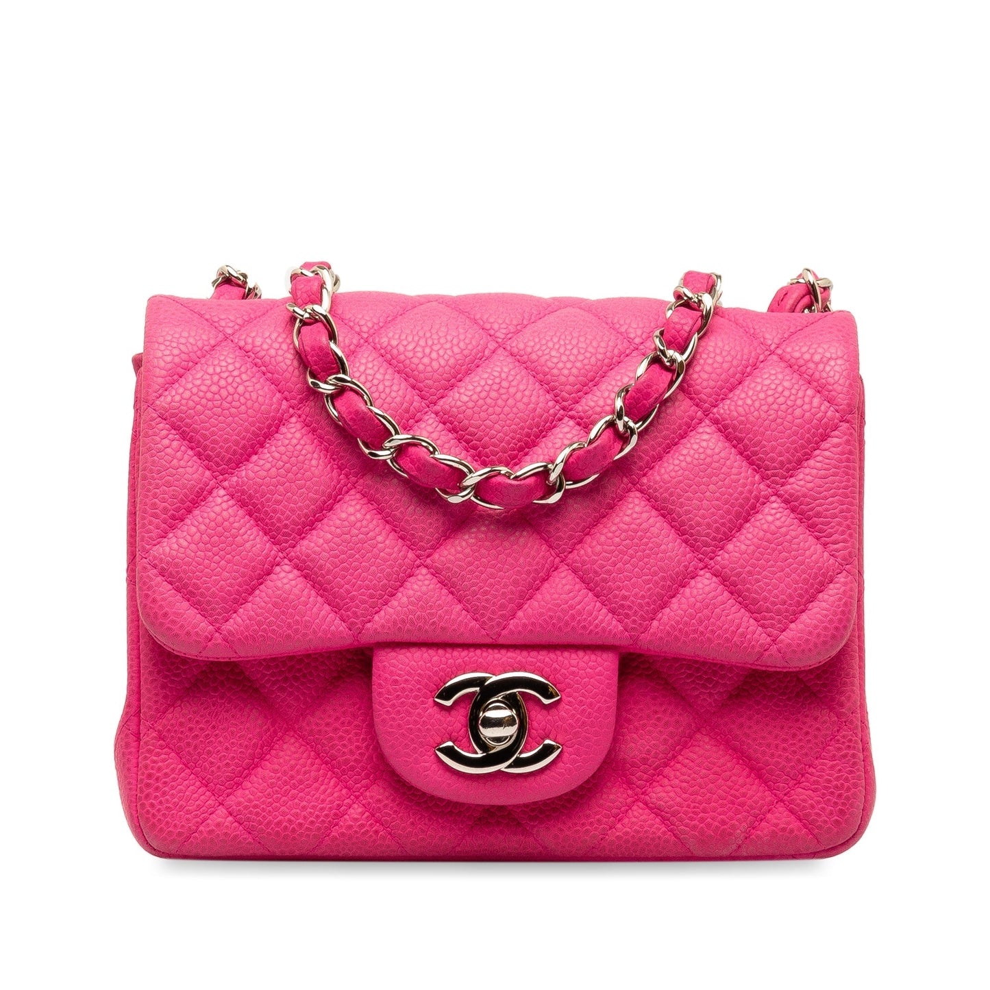Luxury Chanel Classic Single Flap Mini Square Pink Caviar Gold