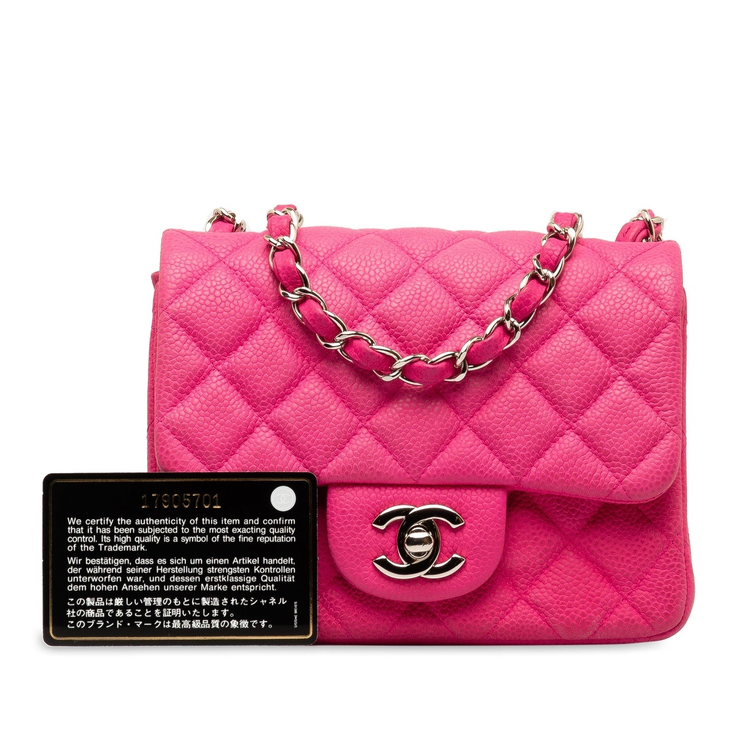 Luxury Chanel Classic Single Flap Mini Square Pink Caviar Gold