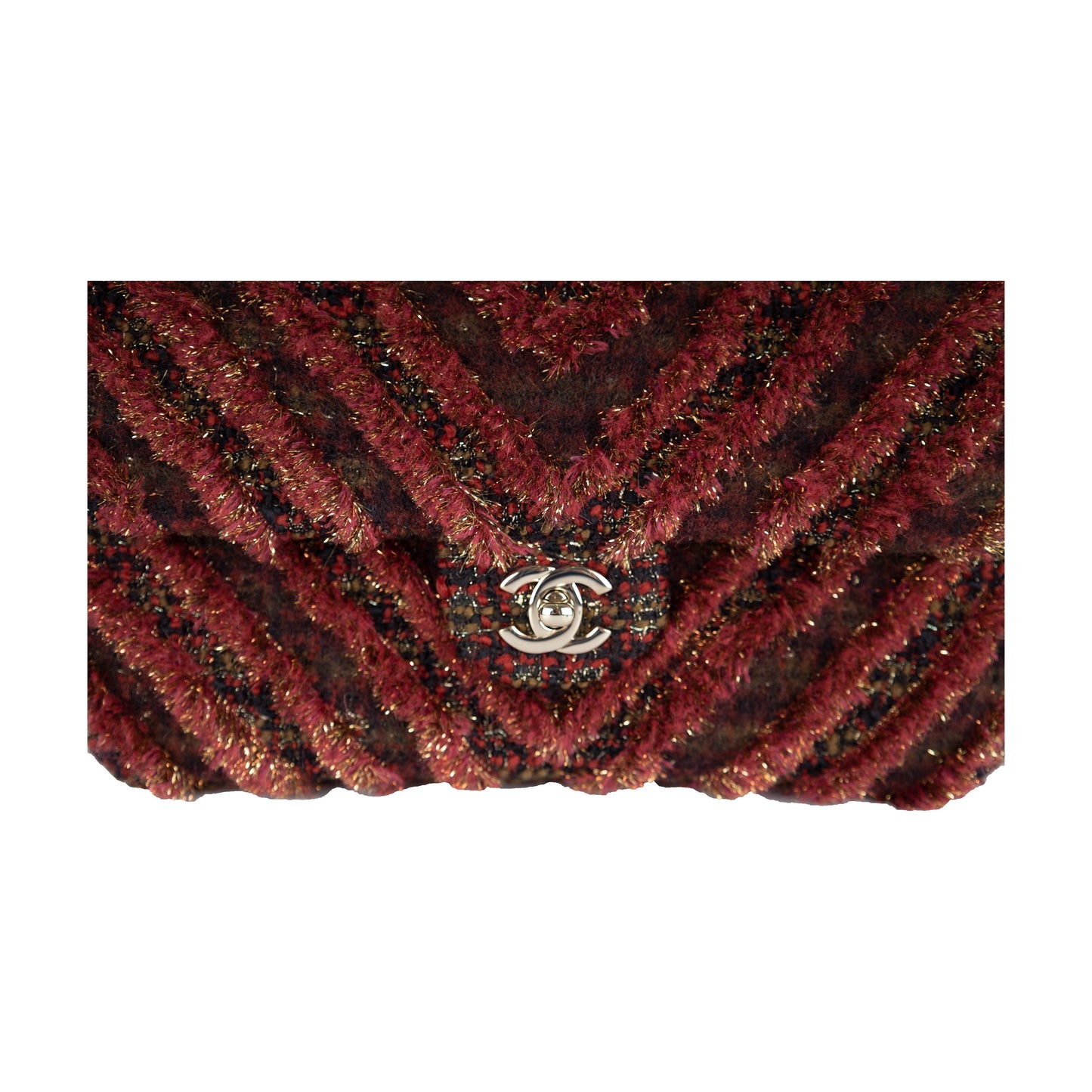 CHANEL Chanel Red Tweed Flap Bag