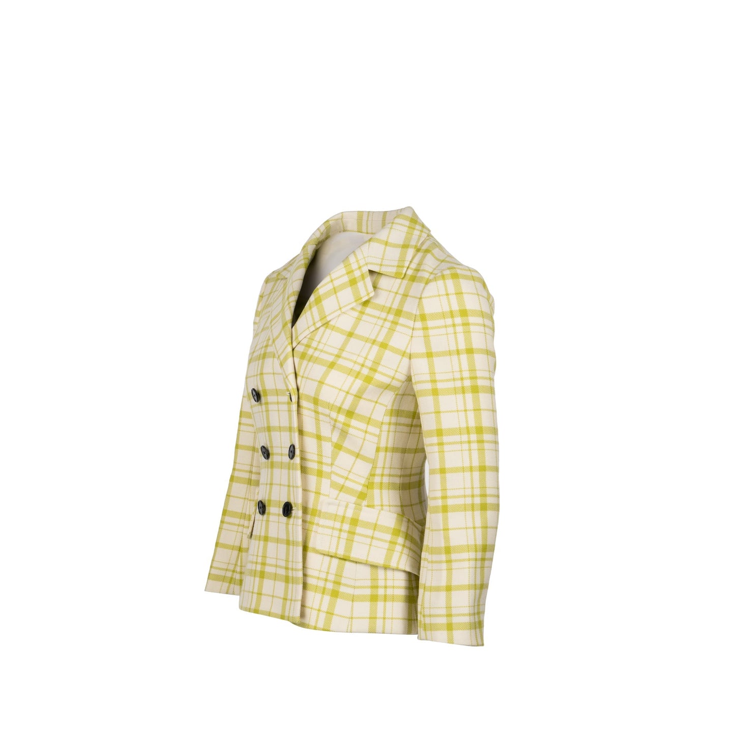Luxury Dior Size 34 Pop Check Blazer Virgin Wool Light Green/White