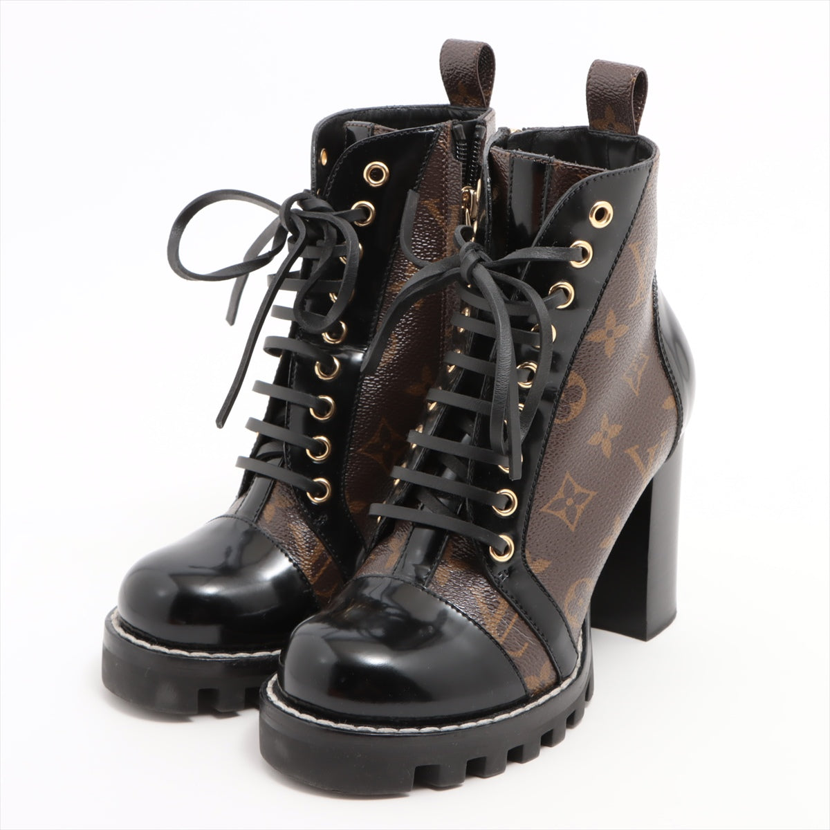 Louis Vuitton 21 years PVC  Leather Boots 35  Black × Brown MA1211 Monogram Homo