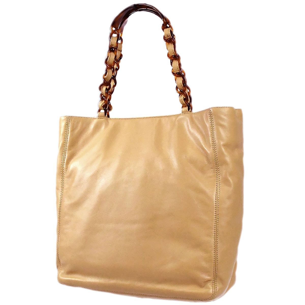 Luxury Chanel Brown Lambskin Tote Handbag