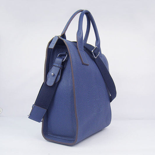 Luxury Hermes Toolbox 8076 Mens Cow Leather Blue