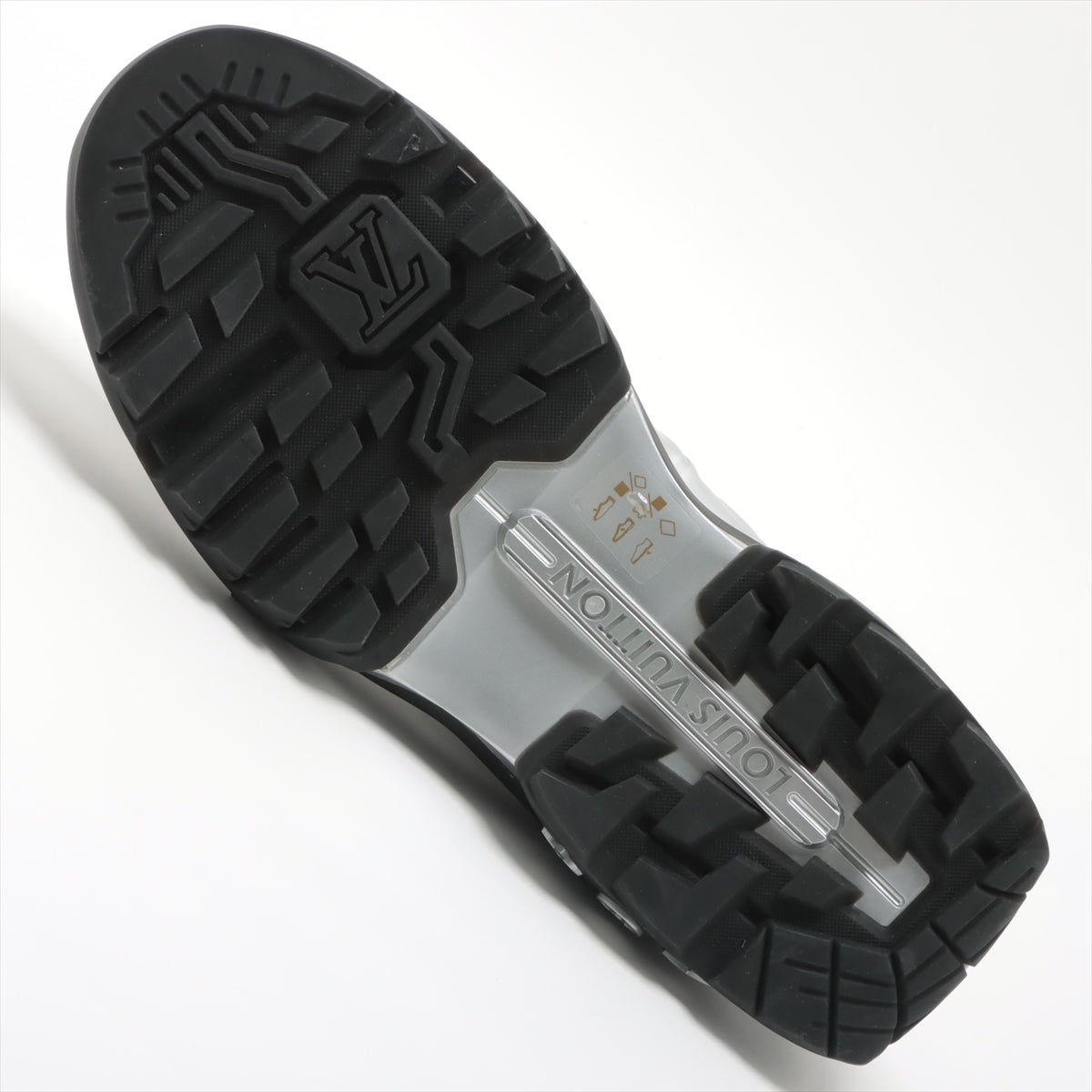 Louis Vuitton Millennium Line 21 Year Patent Leather  Fabric Sneakers 9 Men Silver × Black FD0251