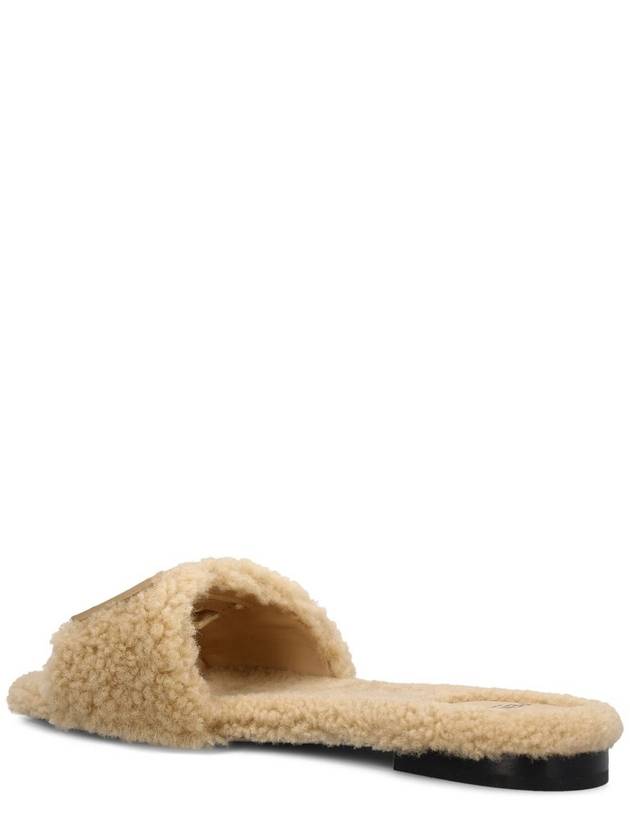 Luxury Fendi Baguette Leather Slide Slippers Ivory