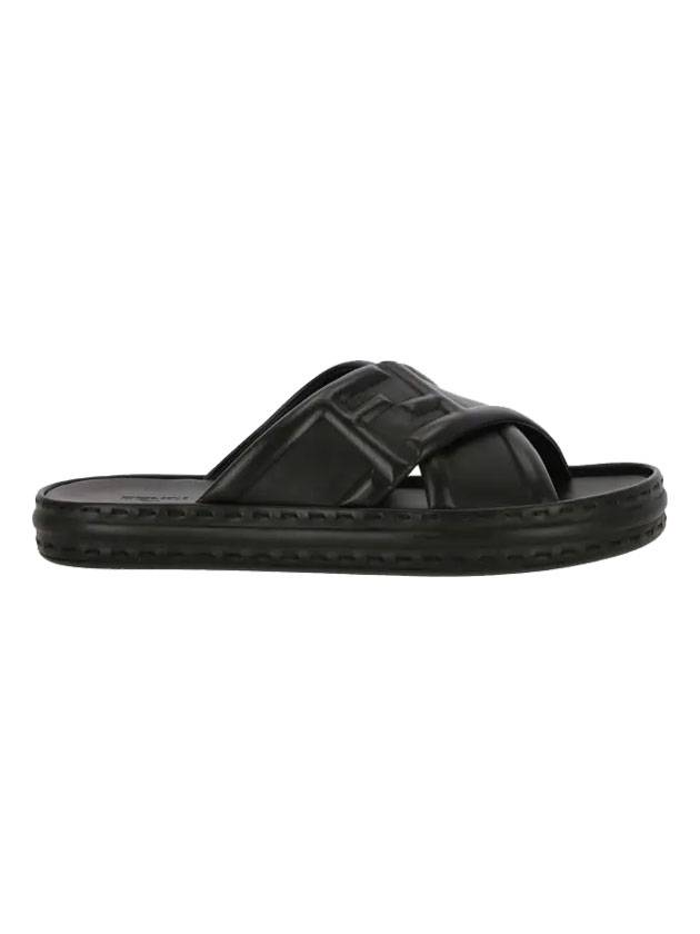 Luxury Fendi FF Logo Cross Slippers Black