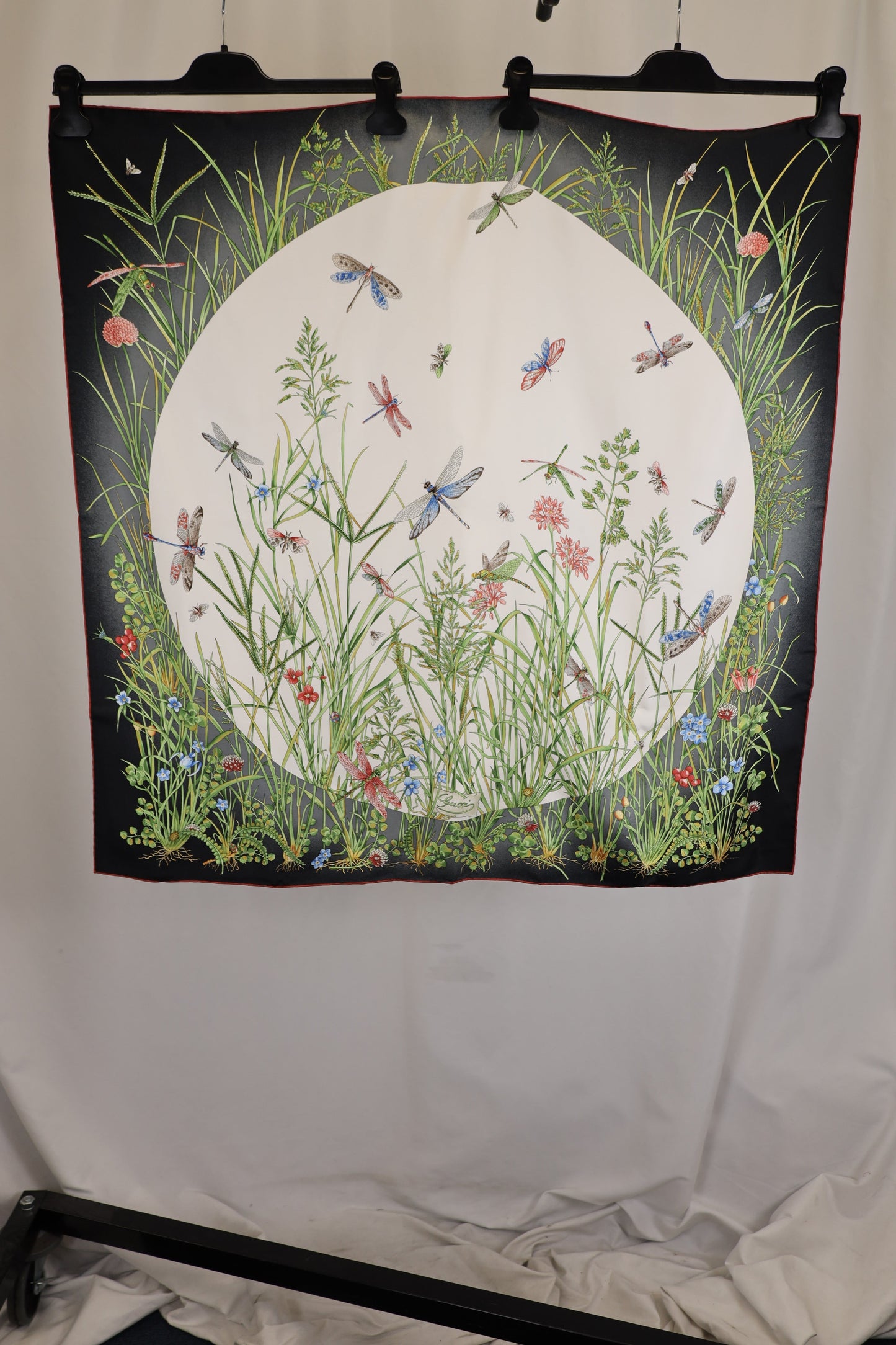 Luxury Gucci Trending 2025 Dragonfly-Print Scarf in Multicolor Silk