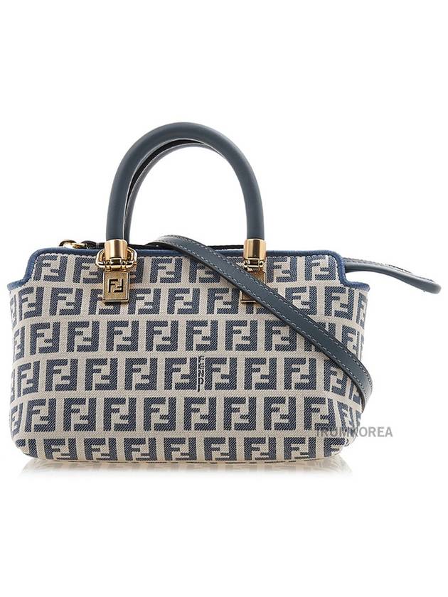 Luxury Fendi FF Small Fabric Tote Bag Blue