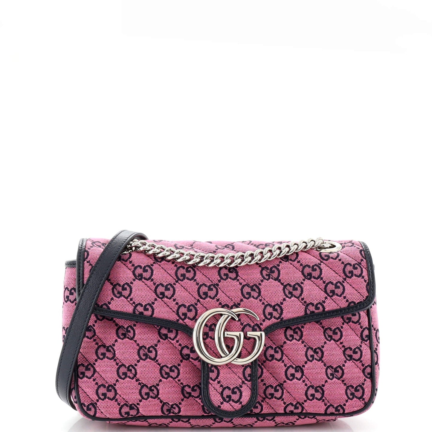 Luxury Gucci Trending 2025 GG Marmont Flap Bag Diagonal Quilted GG Canvas Small