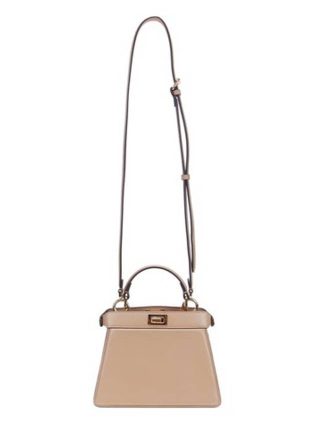 Luxury Fendi Peekaboo I See You Leather Tote Bag Beige