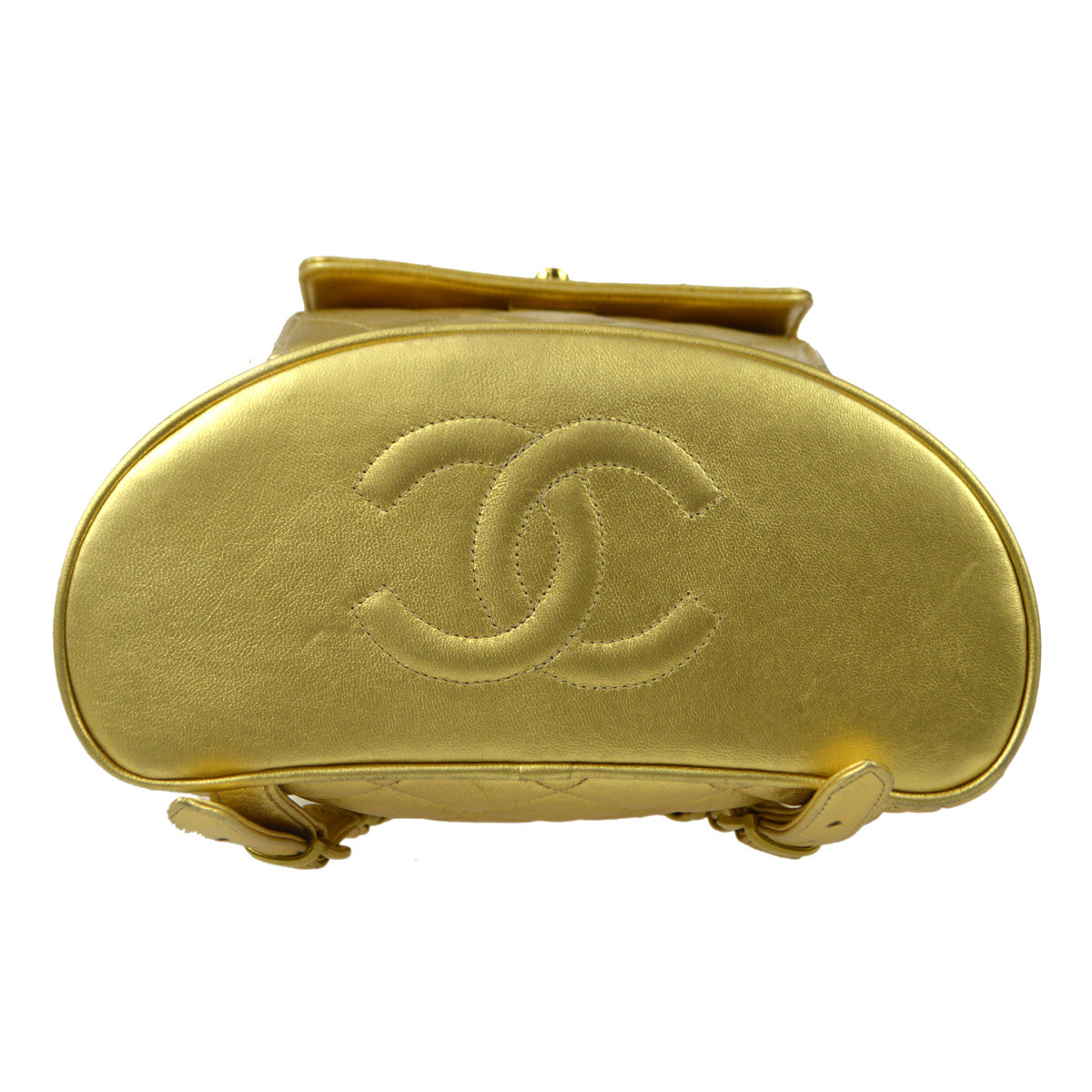 Luxury Chanel 1994 Gold Lambskin Duma Chain Backpack Large