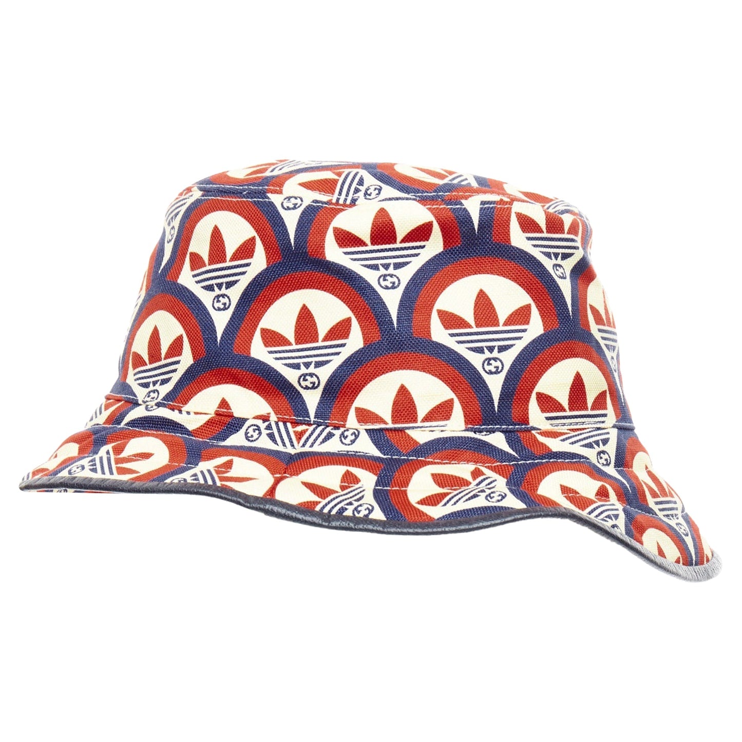 Gucci adidas logo print leather trim bucket hat