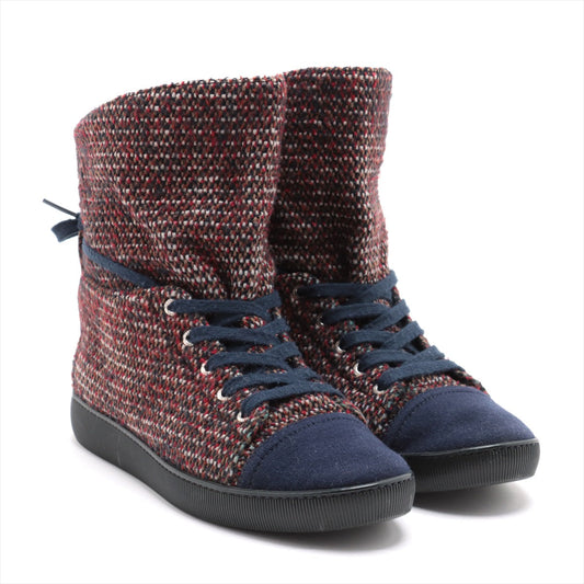 Chanel Coco 14AW Tweed Highcut Sneaker 40 1/2  Multicolor G30136