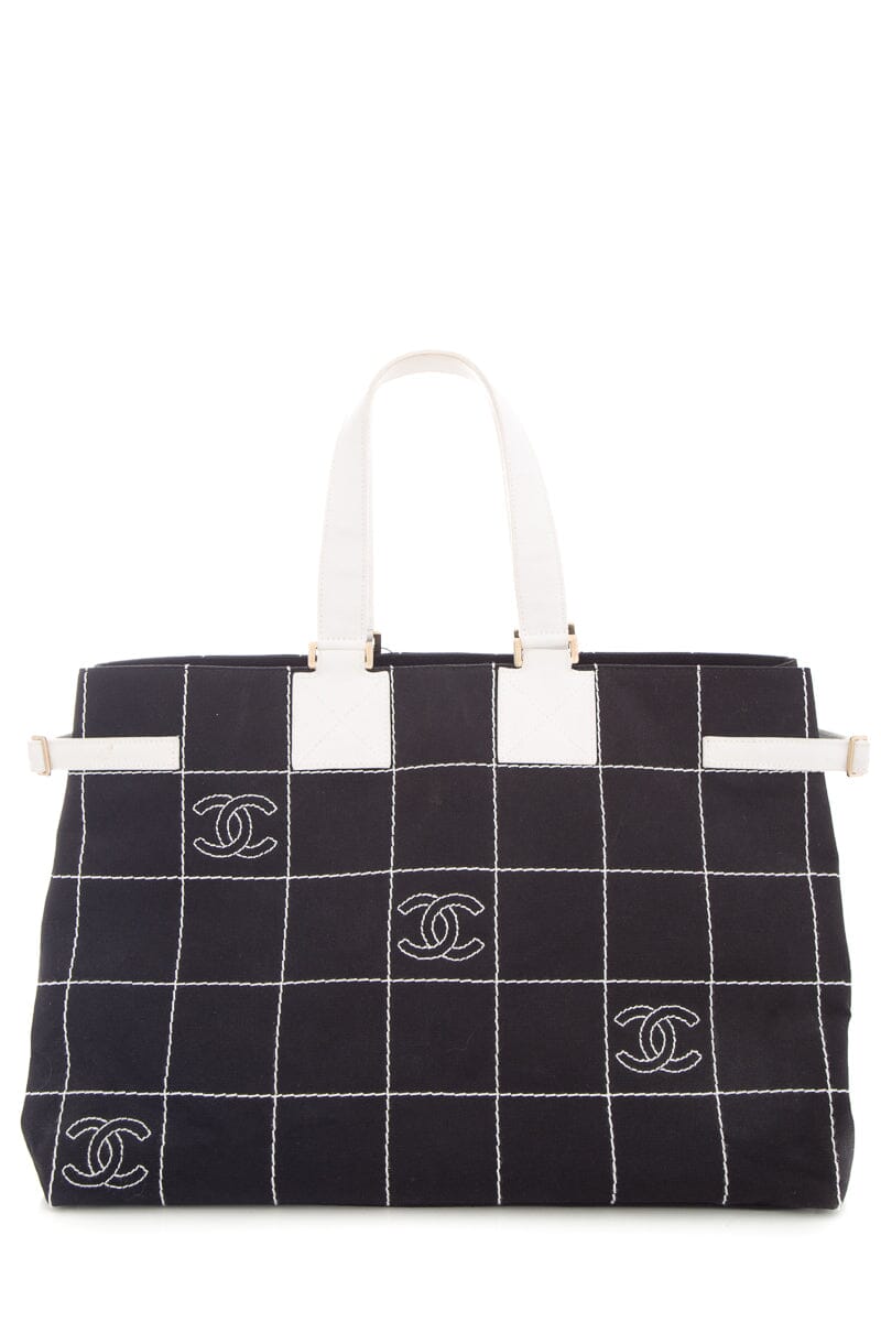 Luxury Chanel CC Canvas Black Quilt Large Tote