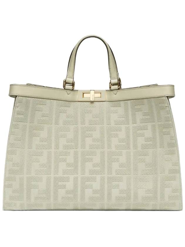 Luxury Fendi Logo Pattern Medium Canvas Tote Bag Green
