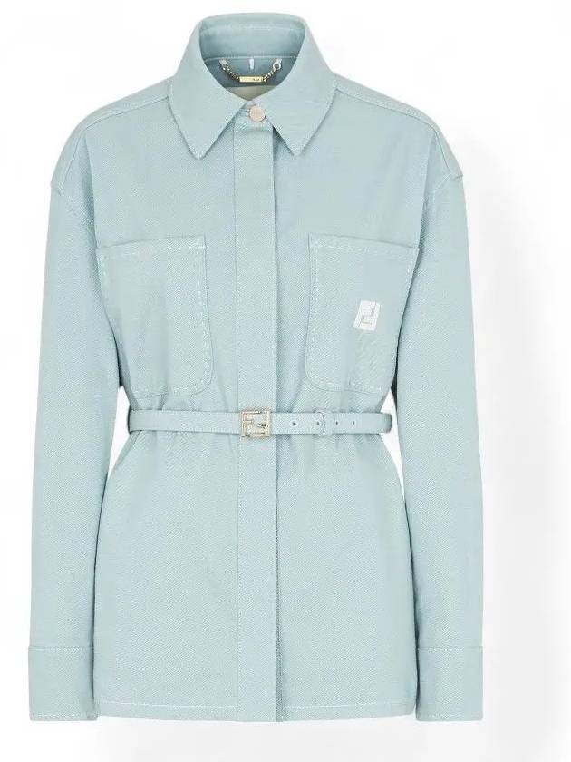 Luxury Fendi Go-To Denim Jacket Blue