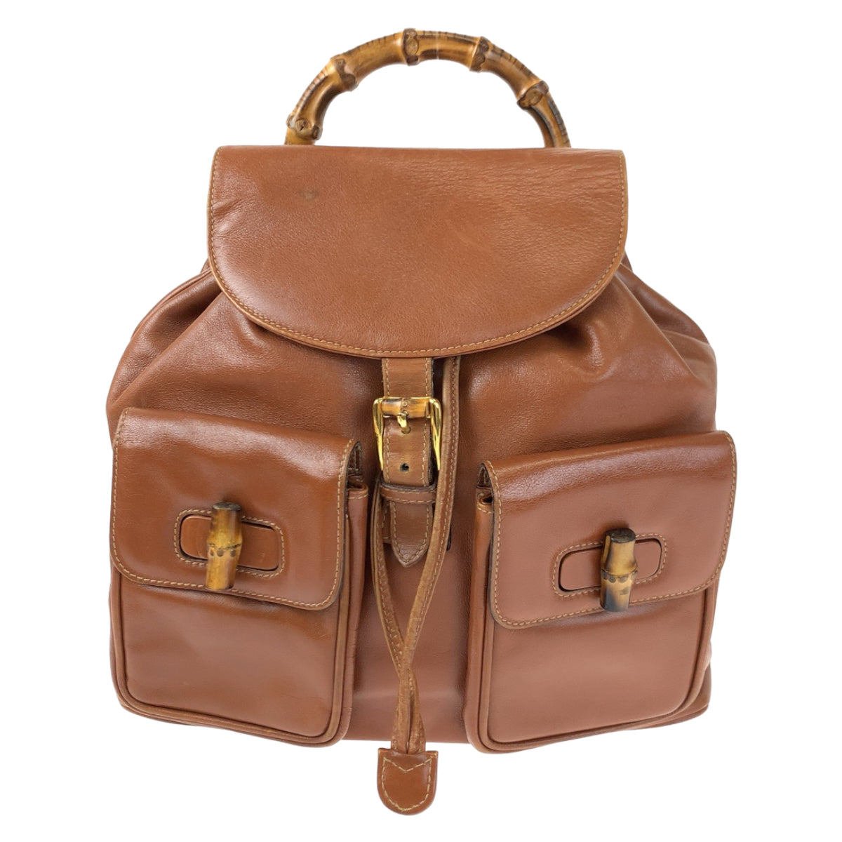 Luxury Gucci Trending 2025 Vintage Bamboo Leather Backpack