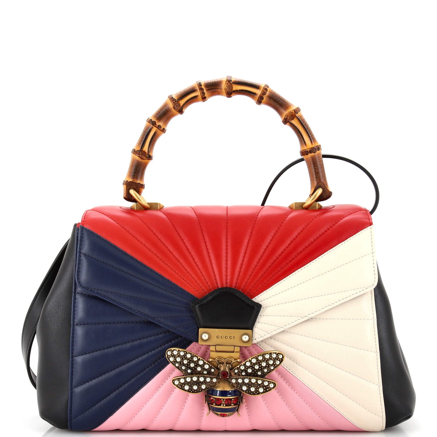 Luxury Gucci Trending 2025 Queen Margaret Top Handle Bag Multicolor Quilted Leather Medium