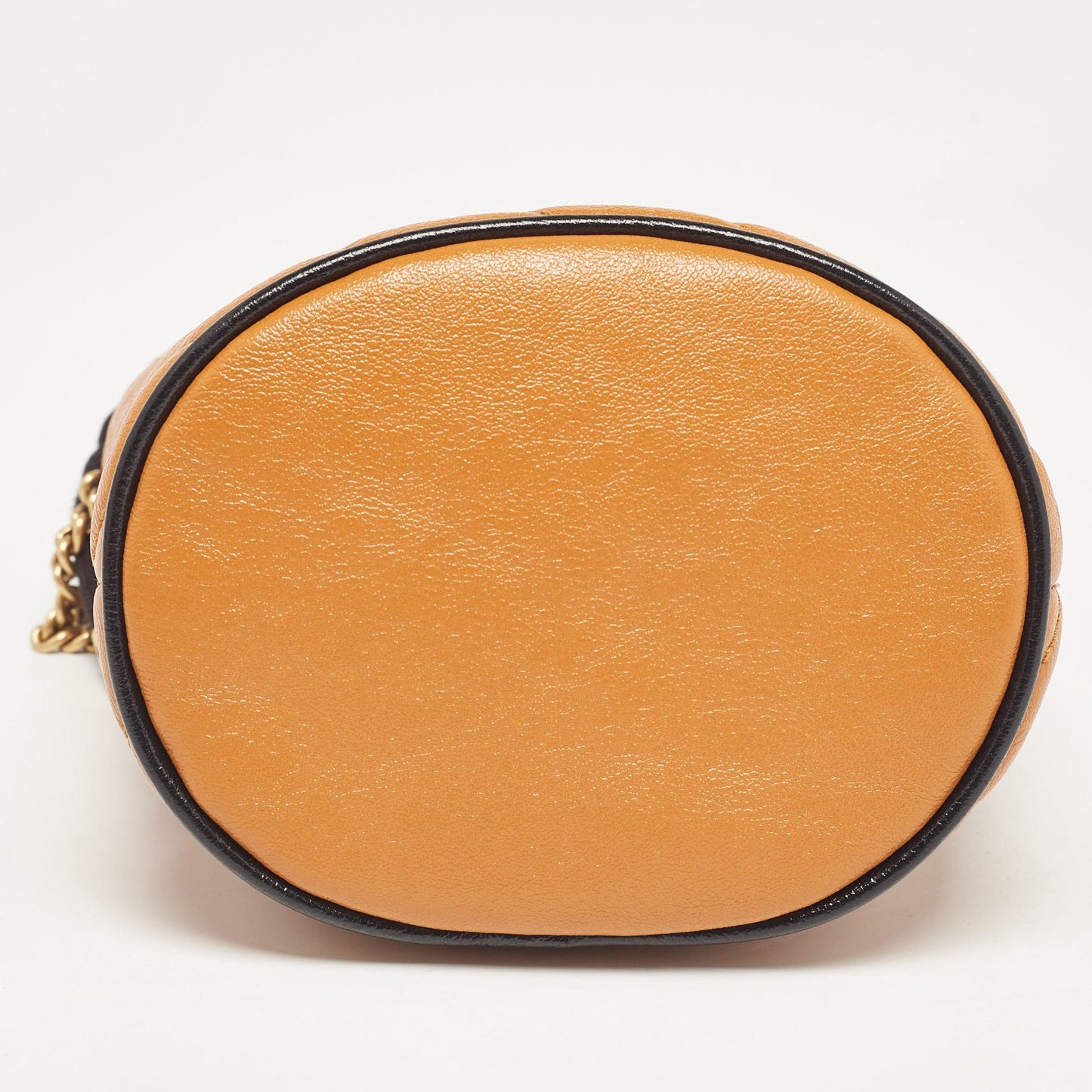 Luxury Gucci Trending 2025 Orange Matelass&eacute; Leather Mini Torchon Gg Marmont 2.0 Bucket Bag..