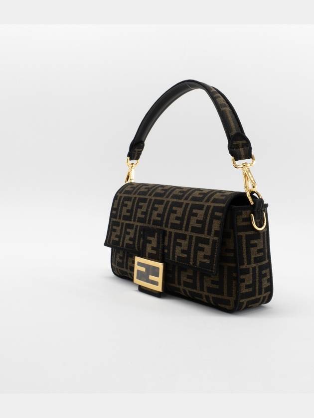 Luxury Fendi Baguette FF Jacquard Shoulder Bag Brown