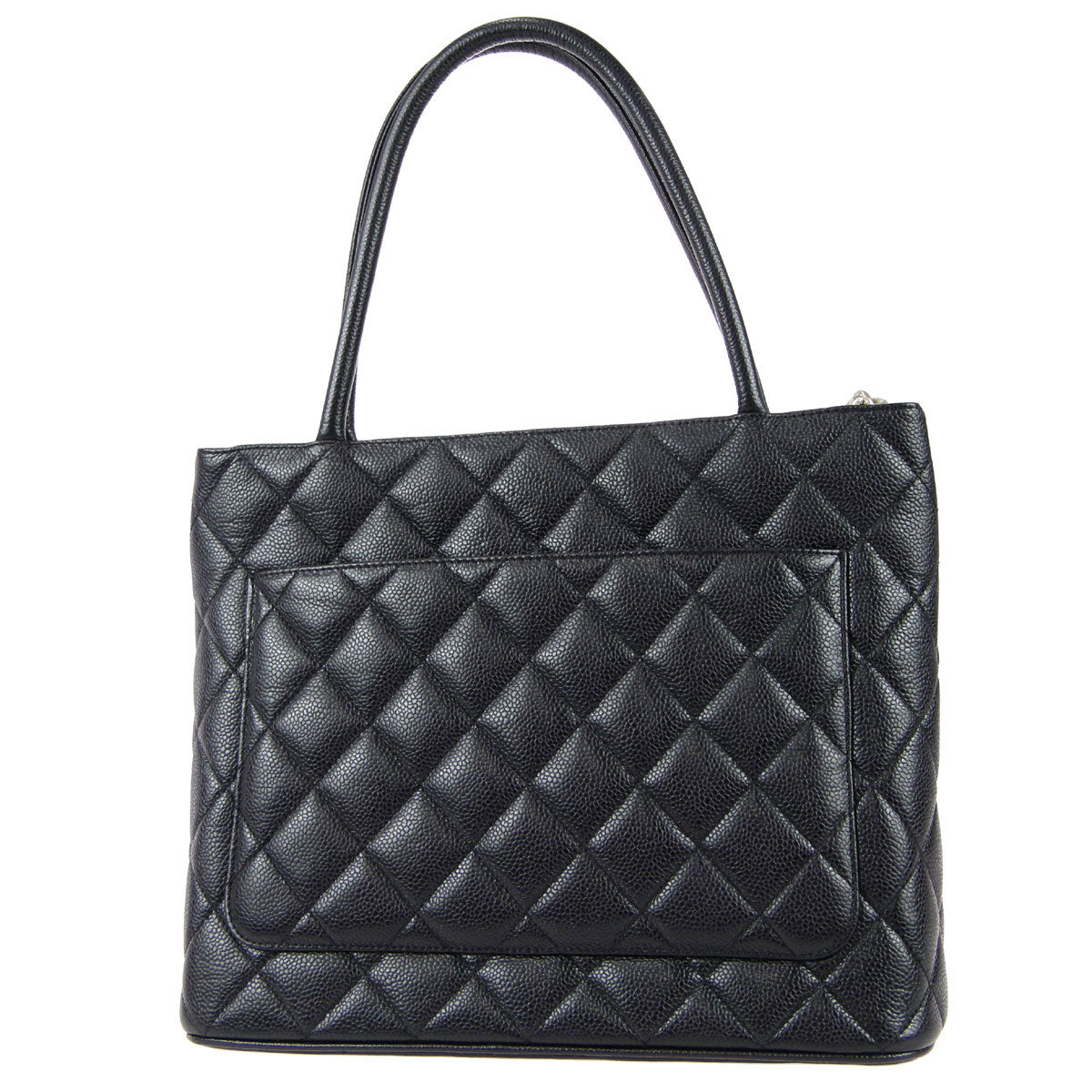 Luxury Chanel Medallion Quilted Tote Handbag Black Caviar