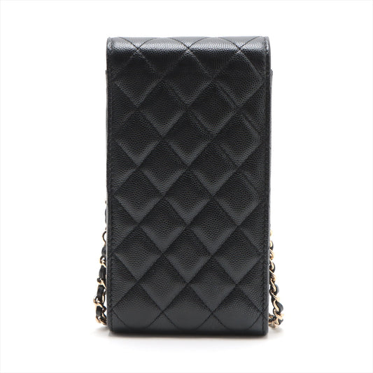 Chanel Matrasse Caviar S Chain Shoulder Bag Phone Case Black G  32rd