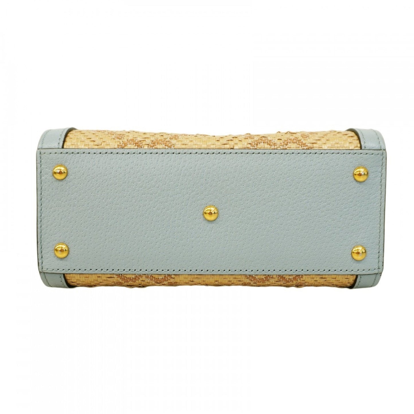 Gucci  blue Leather Raffia Handbag