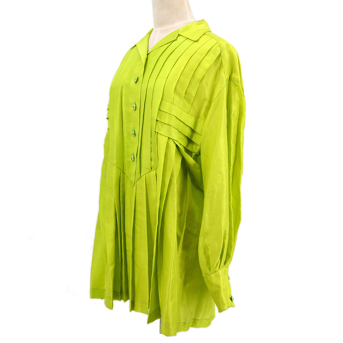 Luxury Chanel 1990 CC-button pleated silk shirt #38