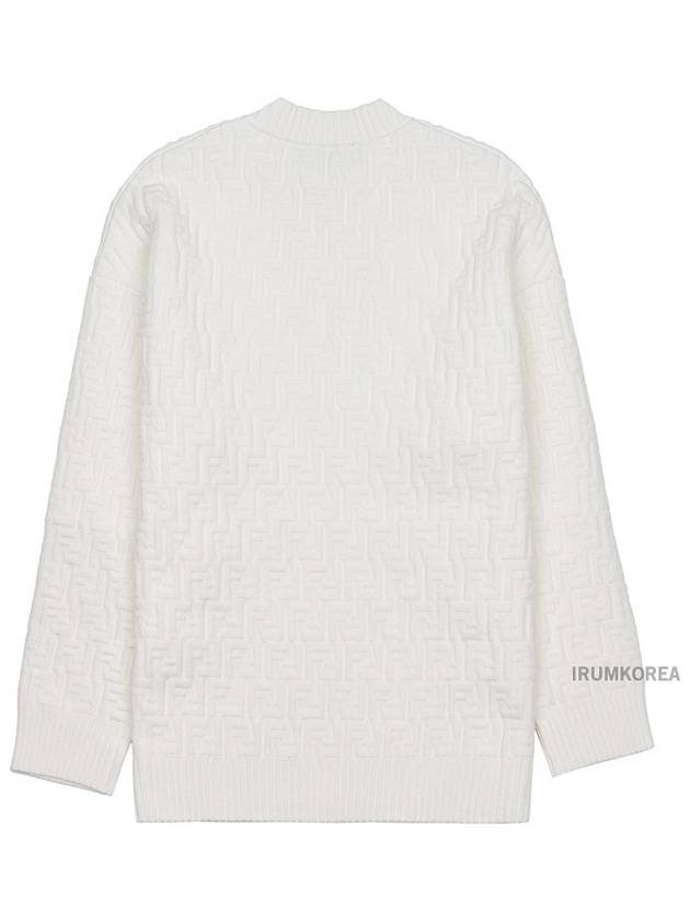 Luxury Fendi FF Logo Embossed Pullover Knit Top White
