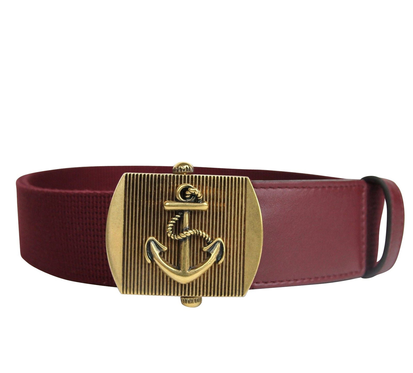 Gucci Men's Military Fabric Anchor Brass Buckle Belt