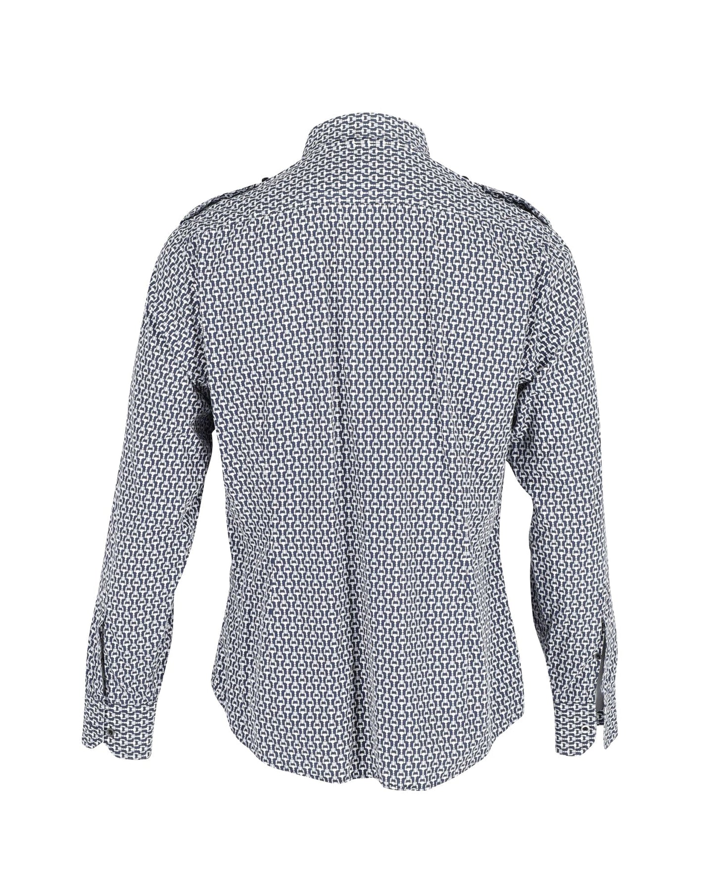Gucci Horsebit Chain Printed Button Front Shirt in Multicolor Cotton