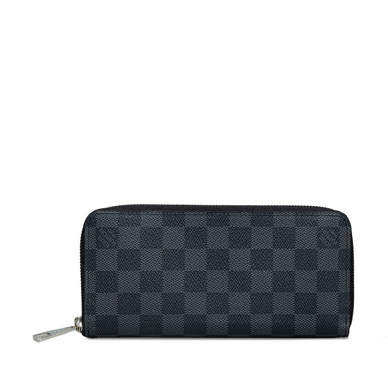 Louis Vuitton Damier Graphite Zippie Wallet Vertical Round Fashner Long Wallet N63095 Black PVC Leather Men LOUIS VUITTON