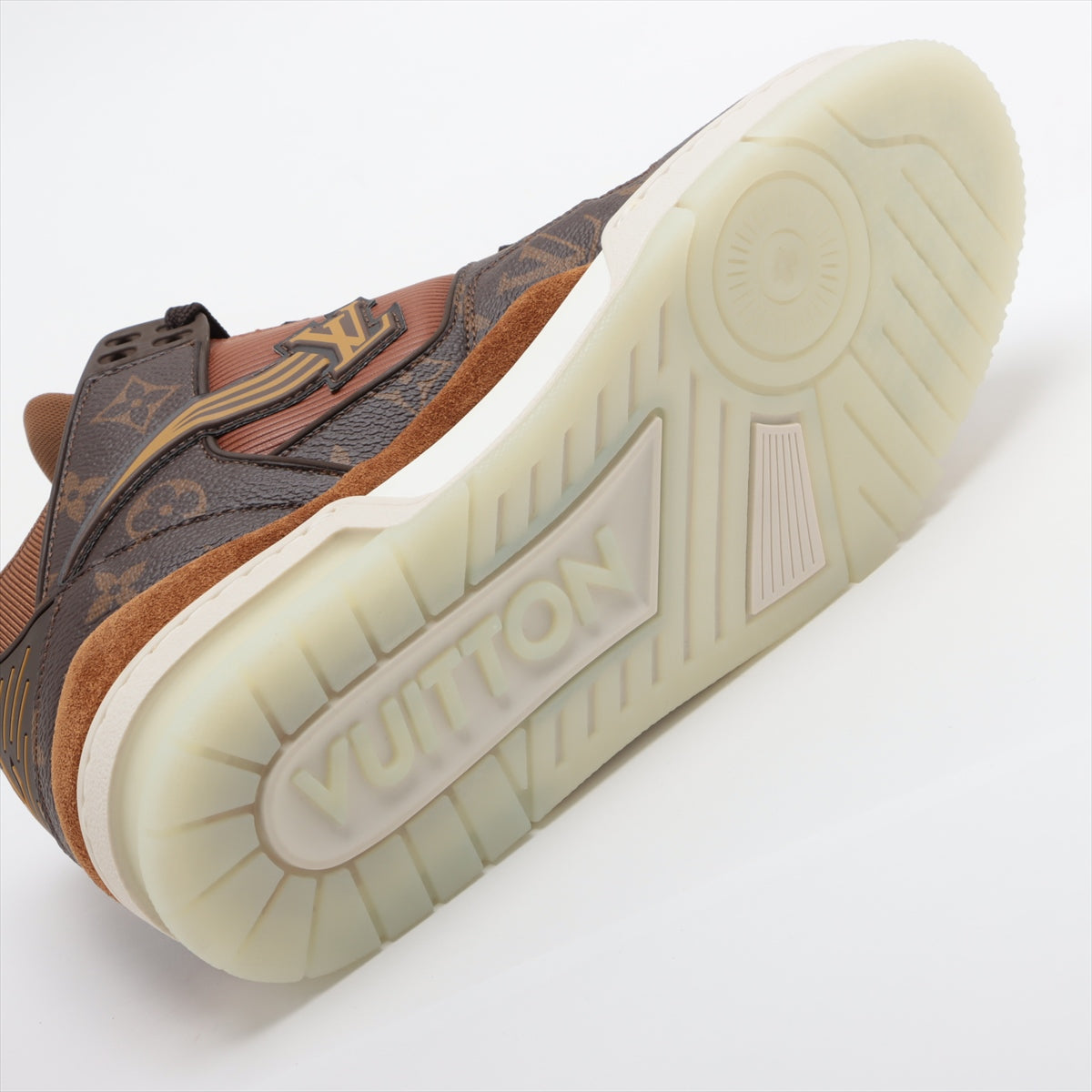 Louis Vuitton LV Trainer Line 20 Years PVC Suede High-Cut Sneaker 8 Men Brown GO0260 Monogram LV Logo Change