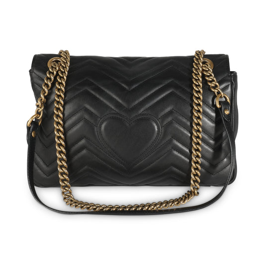 Luxury Gucci Trending 2025 Black Matelasse Calfskin Medium GG Marmont Bag