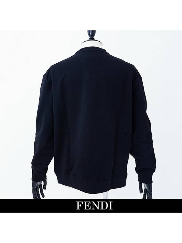 Luxury Fendi Embroidered Logo Crew Neck Sweatshirt Black