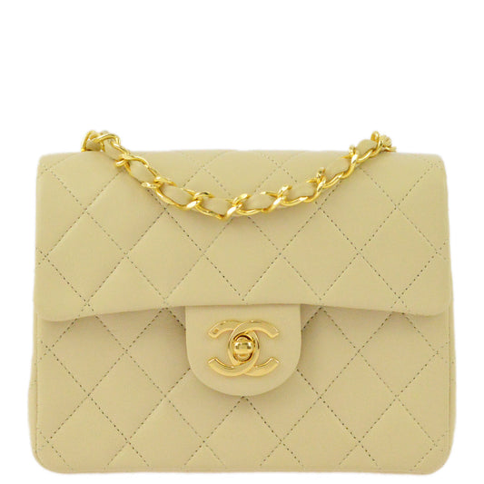 Chanel 1989-1991 Lambskin Mini Classic Square Flap Bag 17